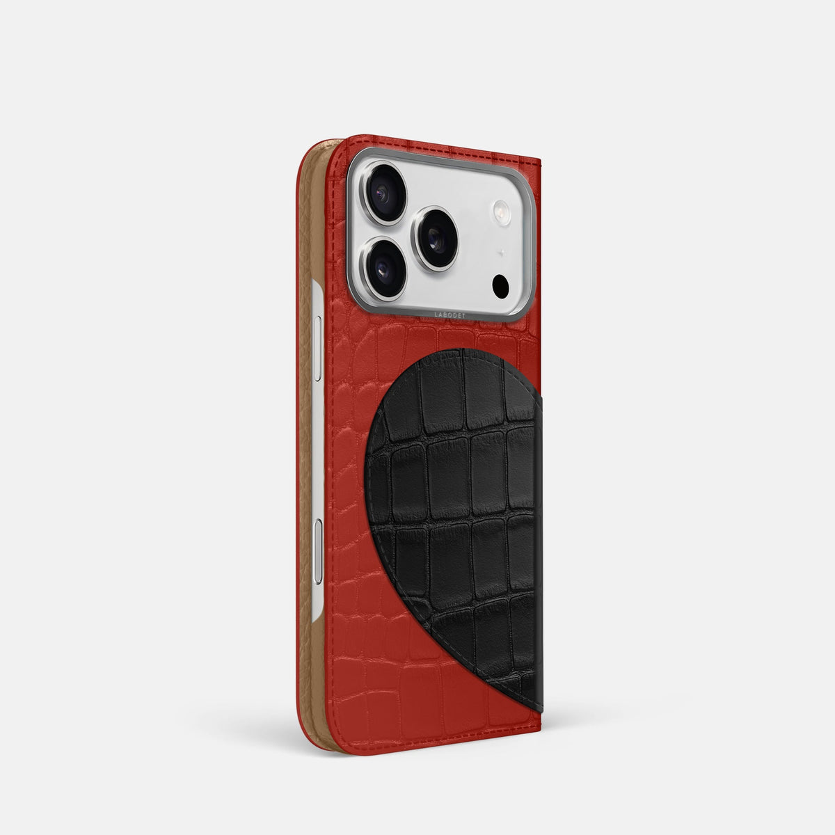 Folio Case With Heart For iPhone 18 Pro In Alligator -1 | Red-Steel