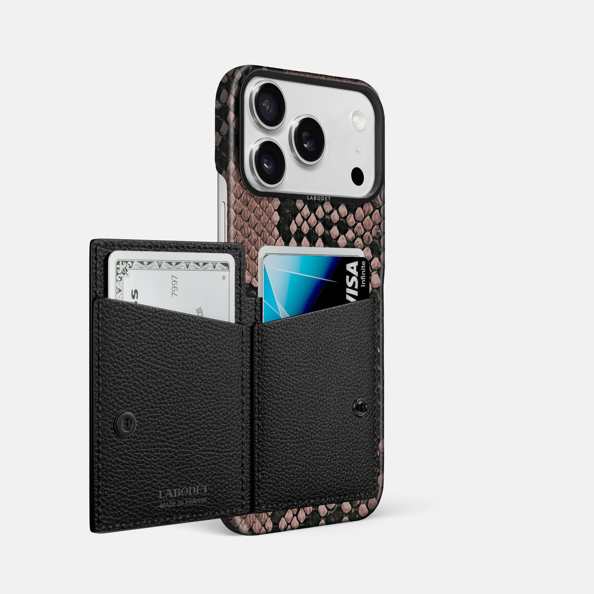 Bi-Fold Case For iPhone 18 Pro Max In Deluxe Python -2 | Mahogany-Brown-Black