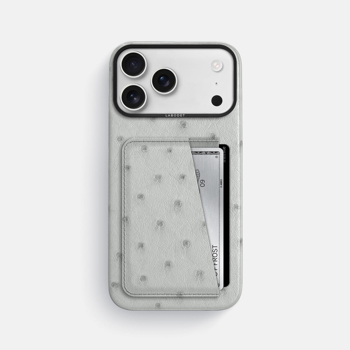 Double Card Case For iPhone 18 Pro Max In Ostrich -1 | White-Black