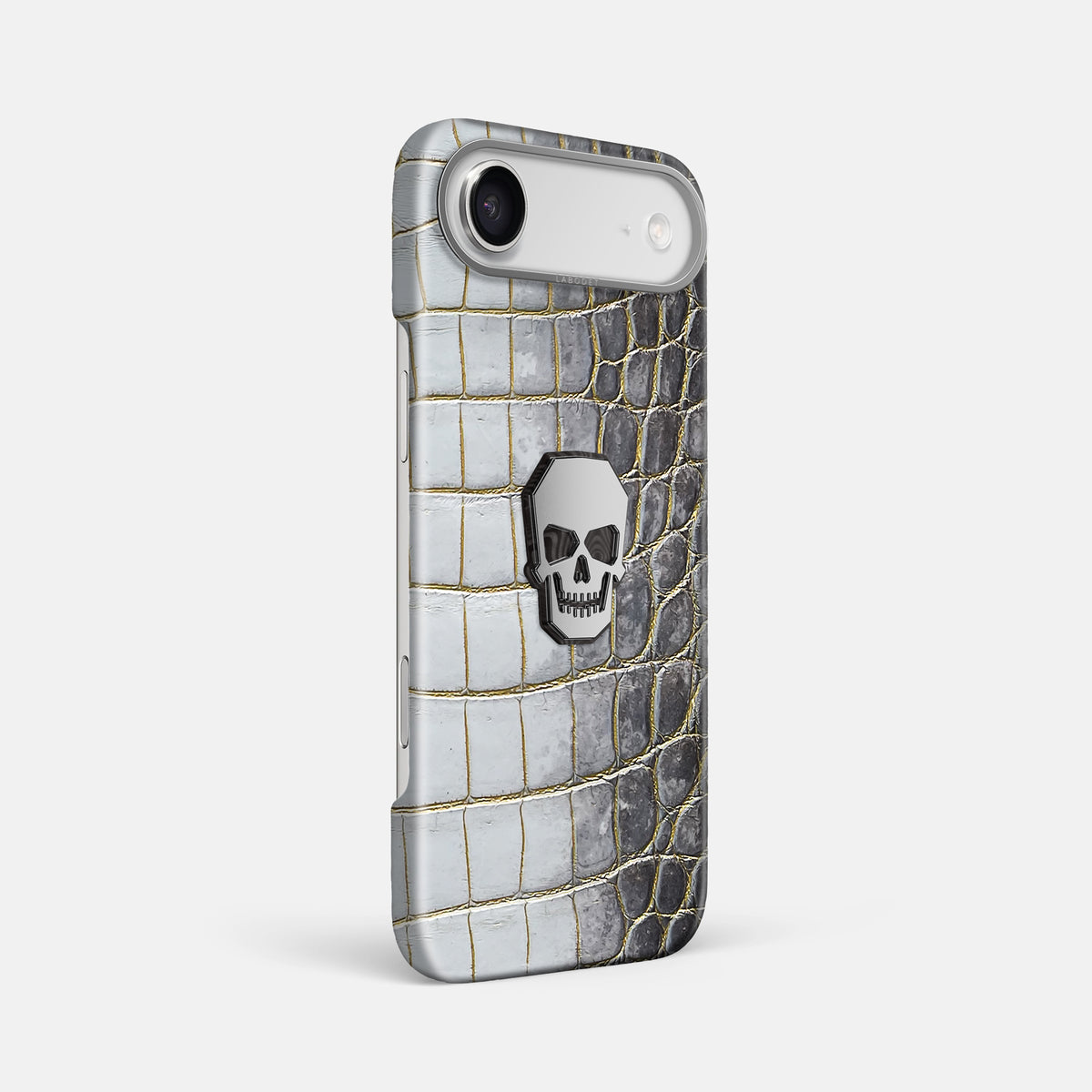 Classic Case With Titanium Skull For iPhone 17 Air In Himalayan Crocodile -2 | Gold-Steel