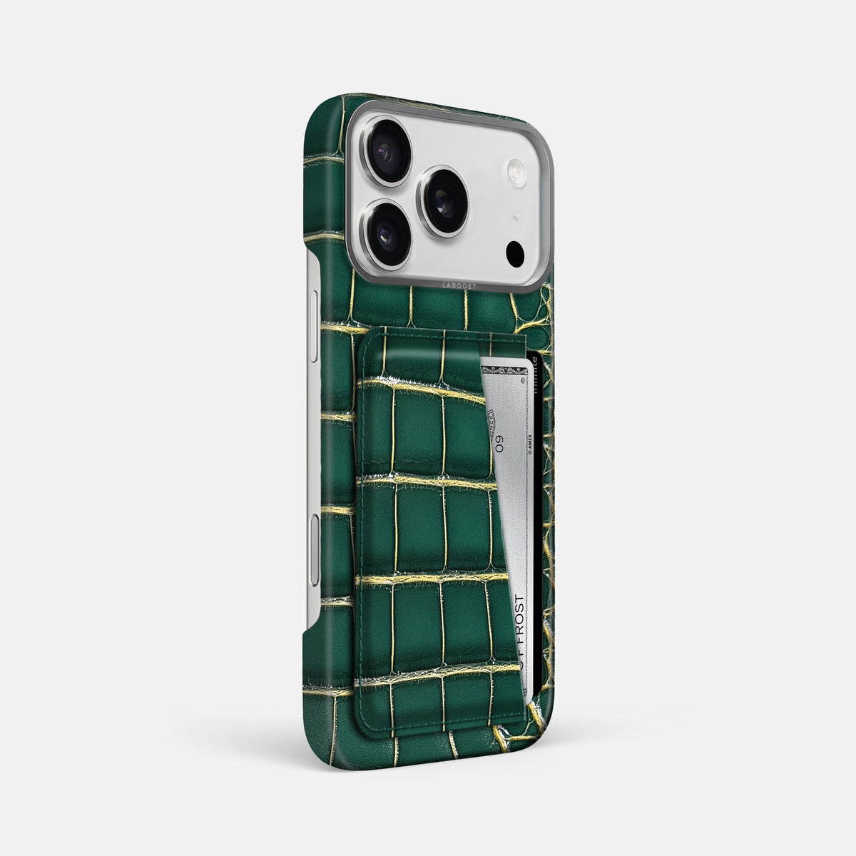 Double Card Case For iPhone 18 Pro Max In Patina Alligator -2 | Cambridge-Steel