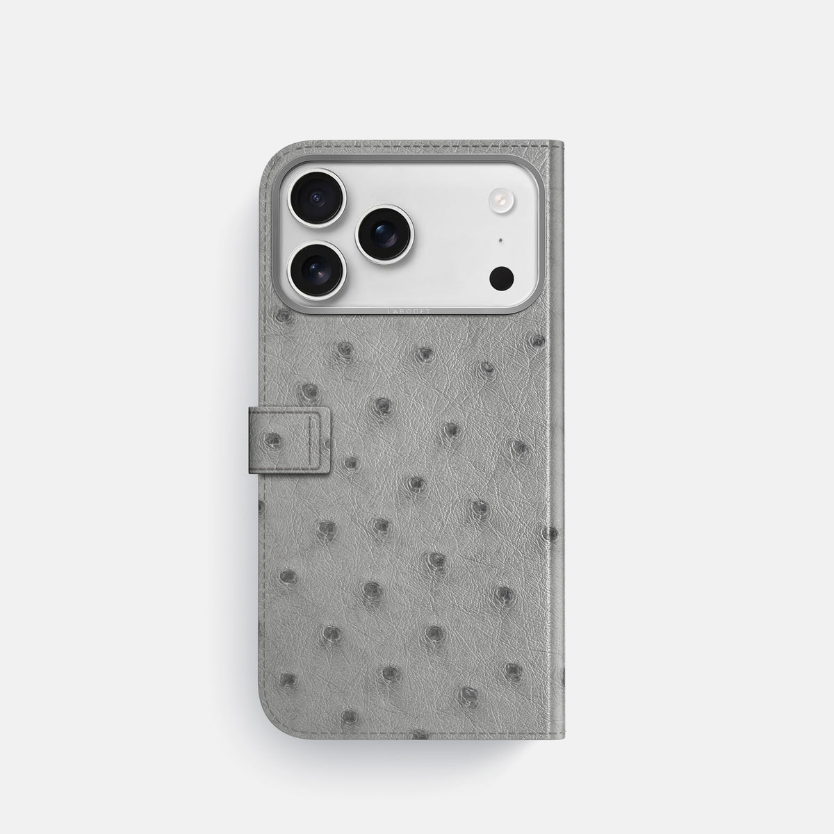 Folio Case with Clasp For iPhone 17 Pro In Ostrich -3 | Silver-Steel
