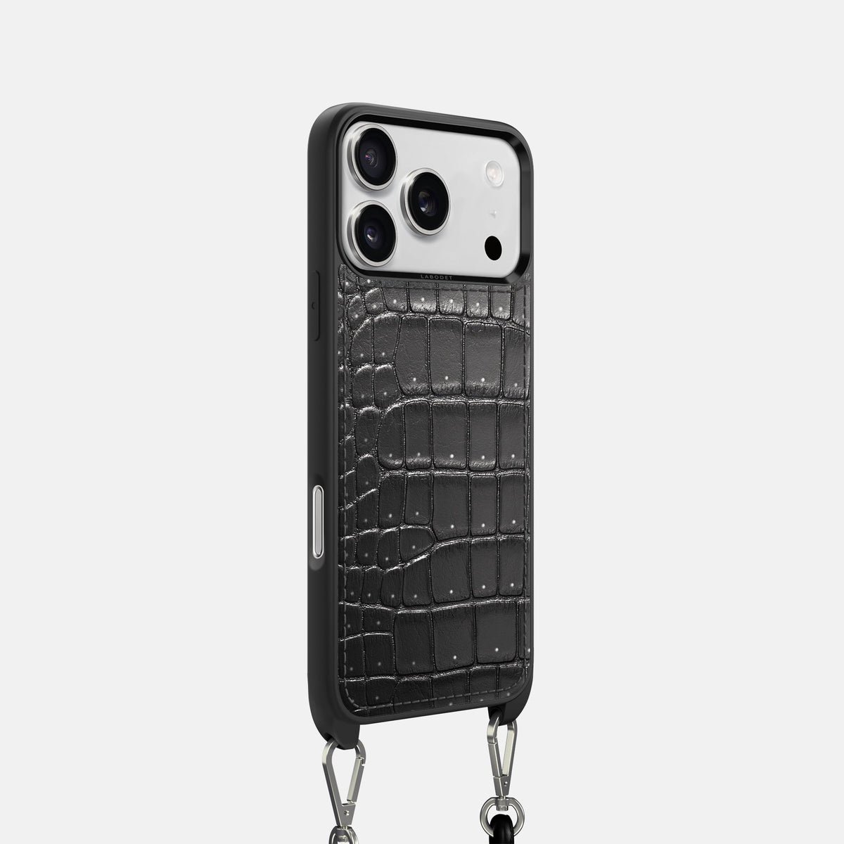 Crossbody Sport Case For iPhone 18 Pro In Porosus Crocodile -2 | Shiny-Black