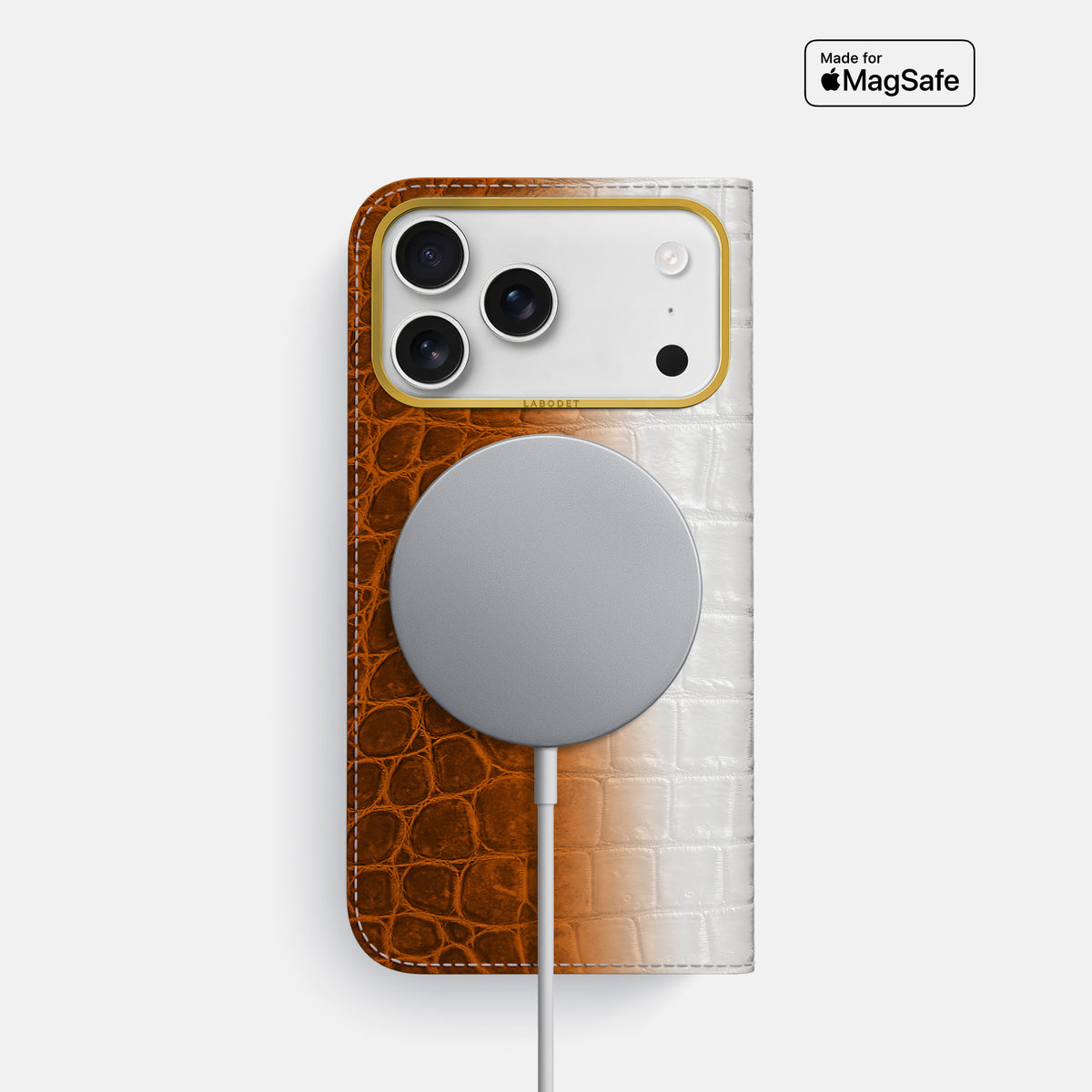 Folio Case For iPhone 17 Pro In Himalayan Crocodile -3 | Orange-Gold