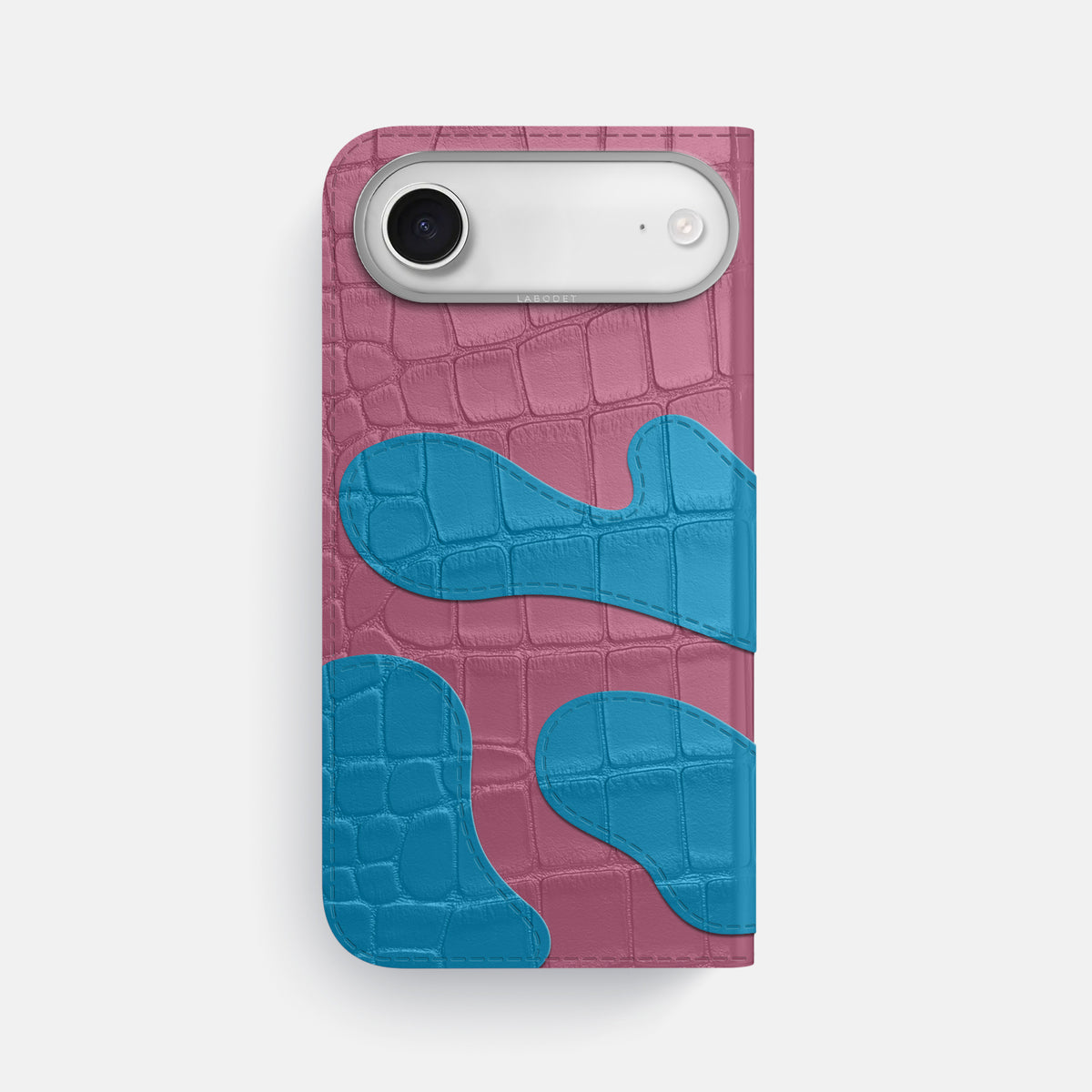 Camouflage Folio For iPhone 17 Air In Alligator -3 | Pink-Lagoon-Steel