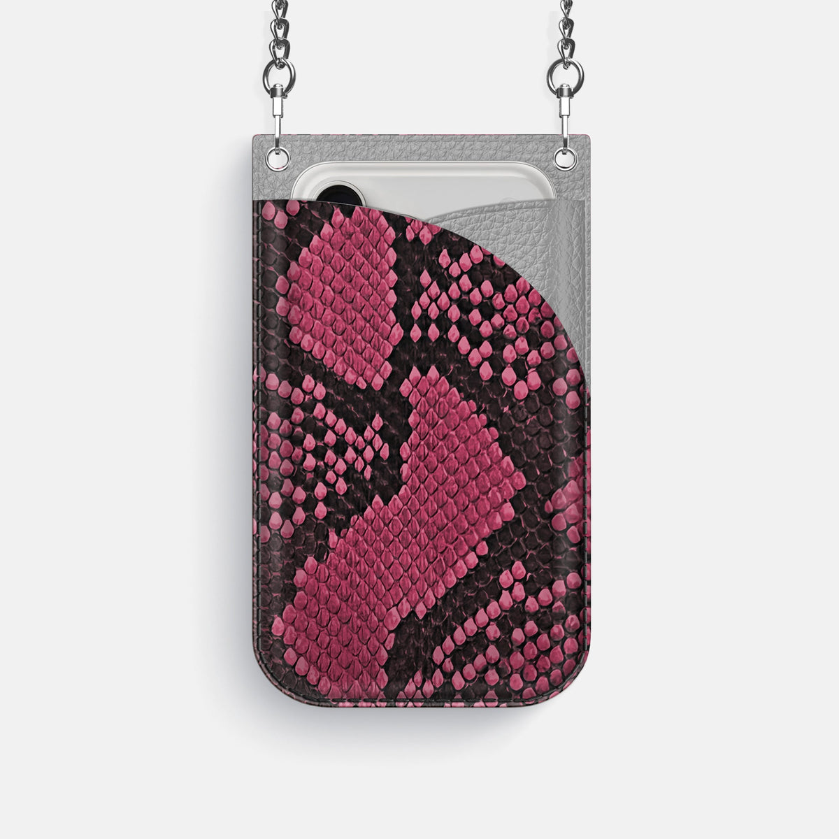 Crossbody Bag For iPhone 18 Pro In Deluxe Python -1 | Burgundy-Steel