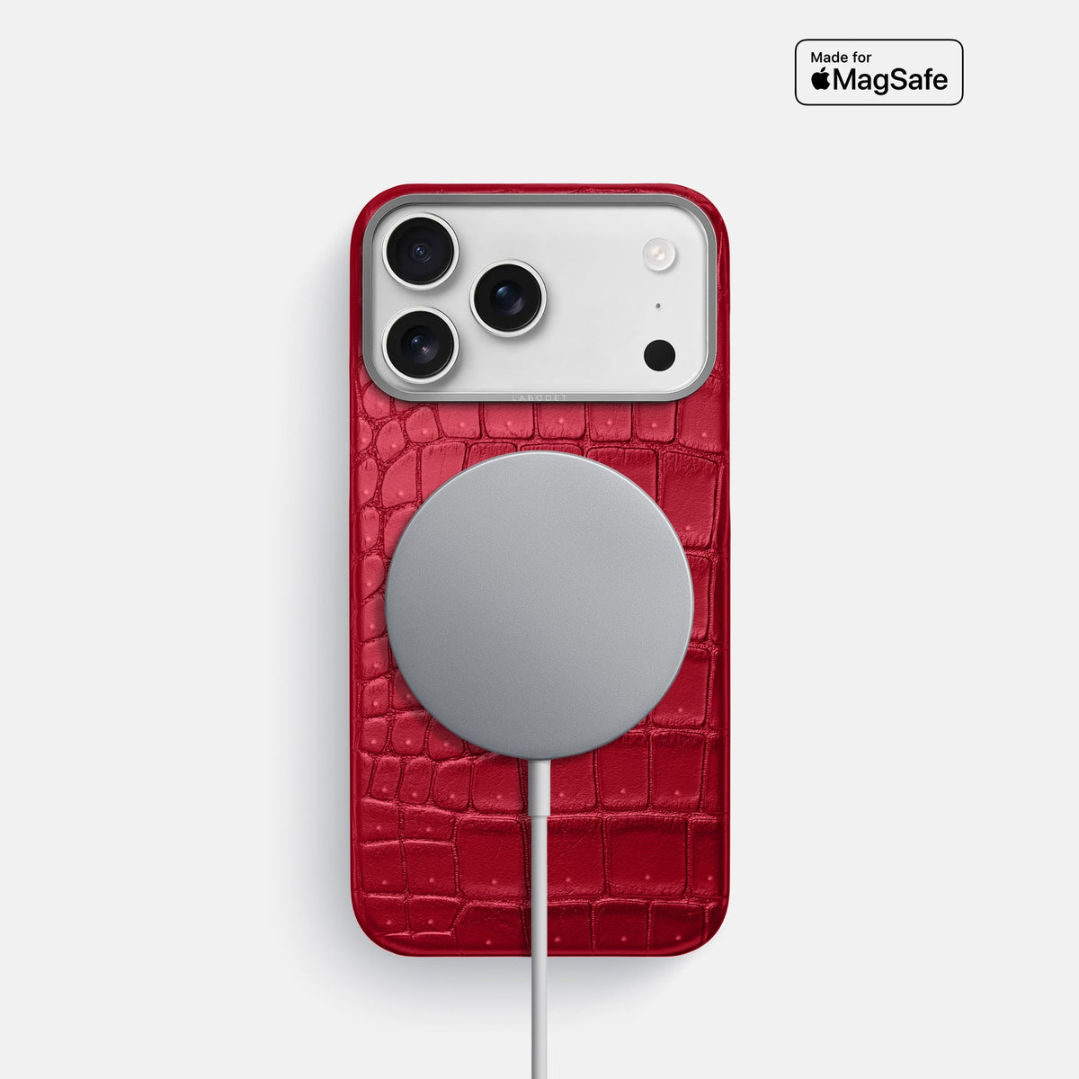 Classic Case For iPhone 18 Pro In Porosus Crocodile -5 | Burgundy-Steel