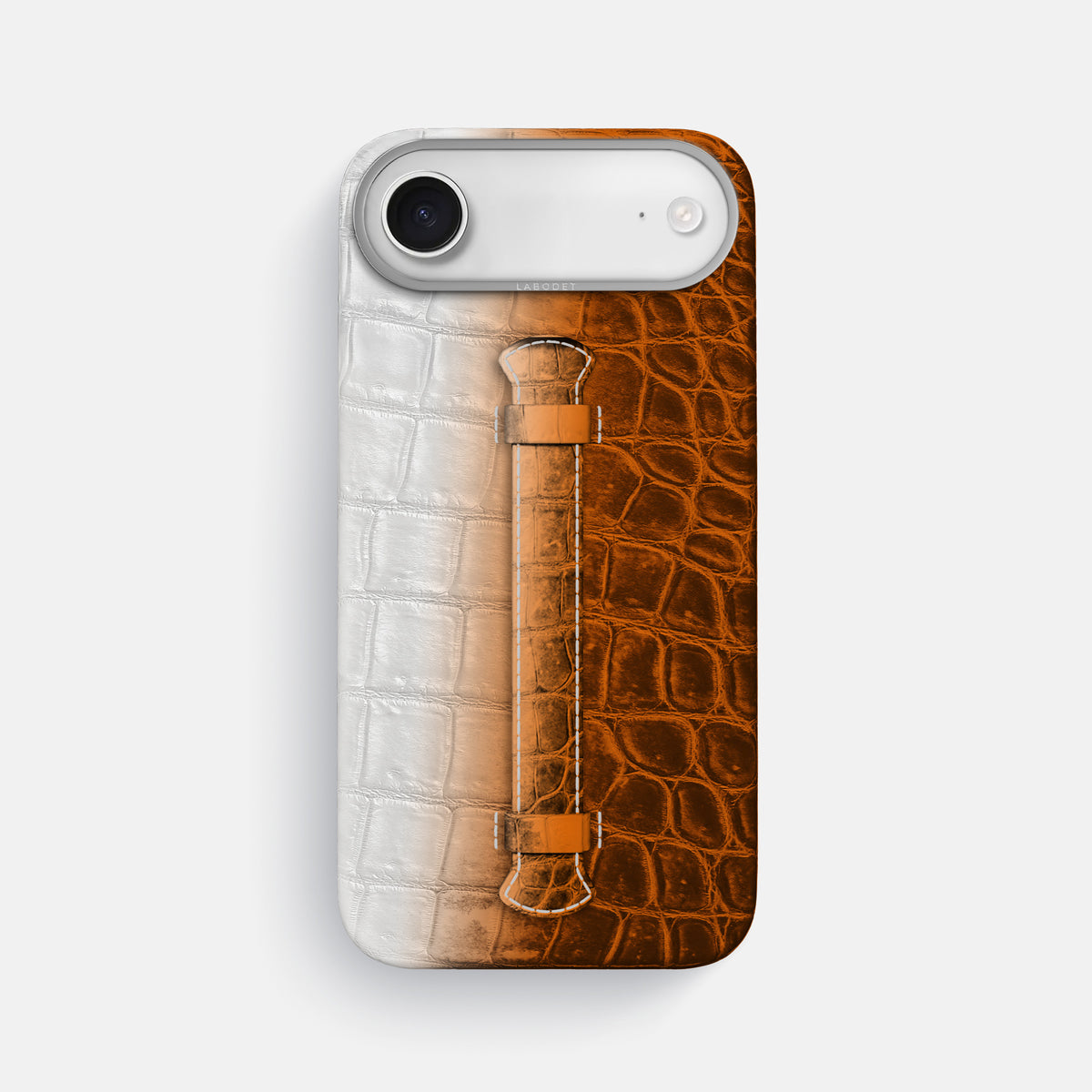 Center Handle For iPhone 17 Air In Himalayan Crocodile -1 | Orange-Steel