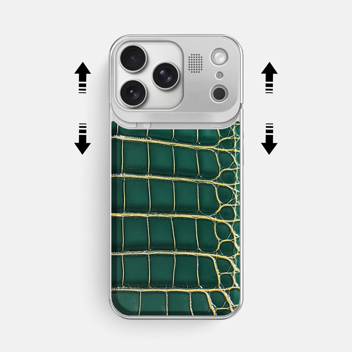 Metal Case For iPhone 17 Pro Max In Patina Alligator -2 | Cambridge-Steel