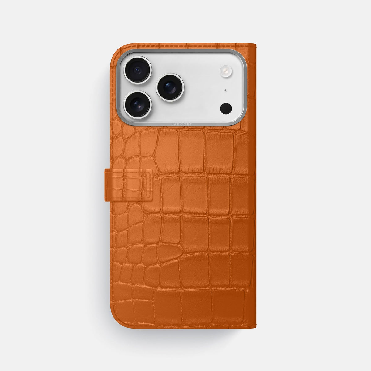 Folio Case with Clasp For iPhone 18 Pro Max In Alligator -3 | Orange-Steel
