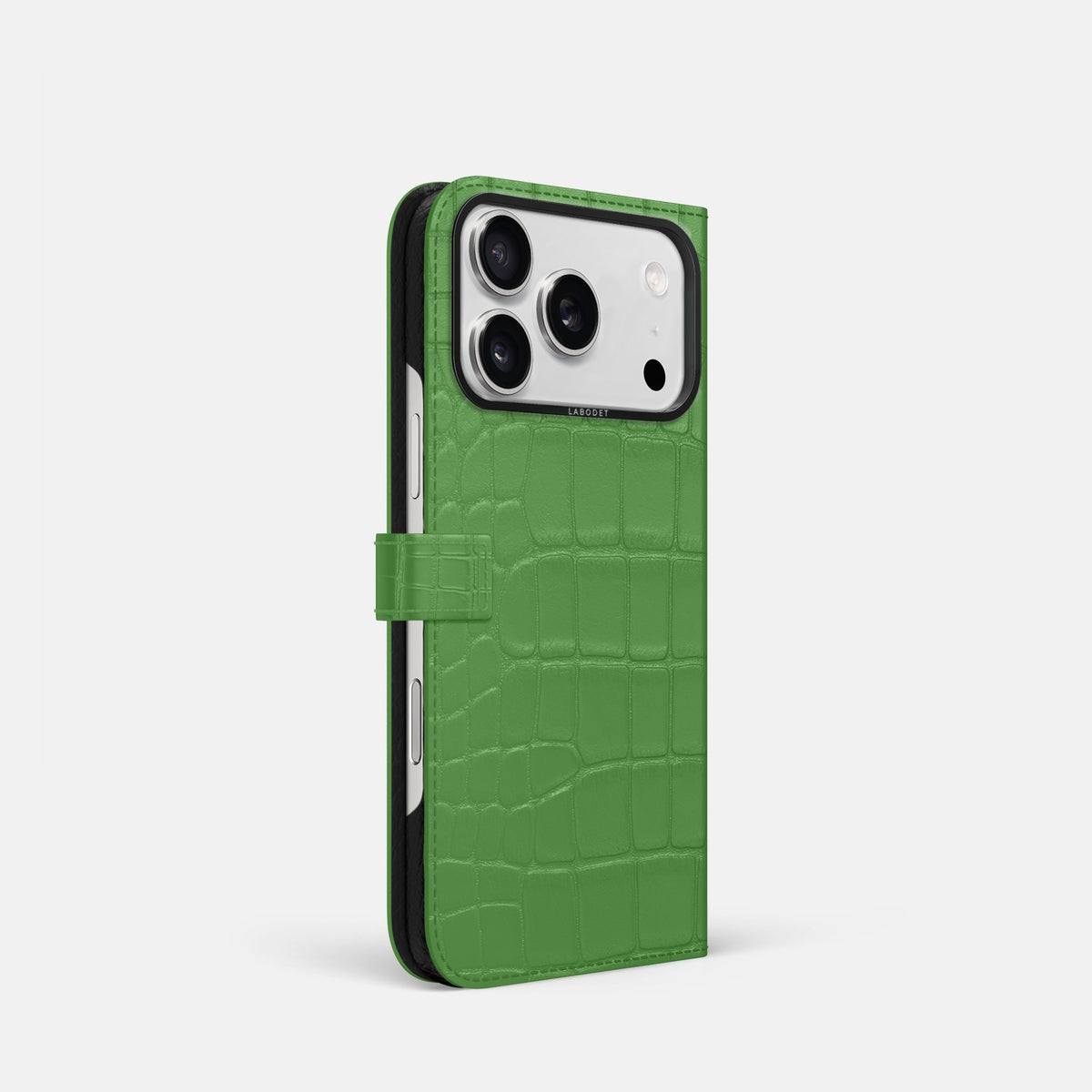 Folio Case with Clasp For iPhone 18 Pro In Alligator -1 | Apple-Green-Black