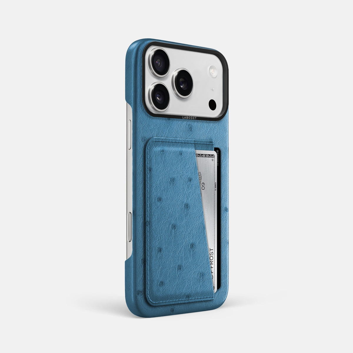 Double Card Case For iPhone 18 Pro Max In Ostrich -2 | Blue-Jeans-Black
