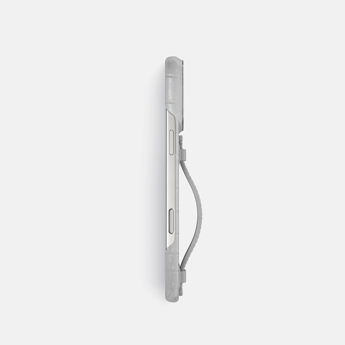 Center Handle For iPhone 17 Pro In Himalayan Crocodile -3 | Silver-Steel