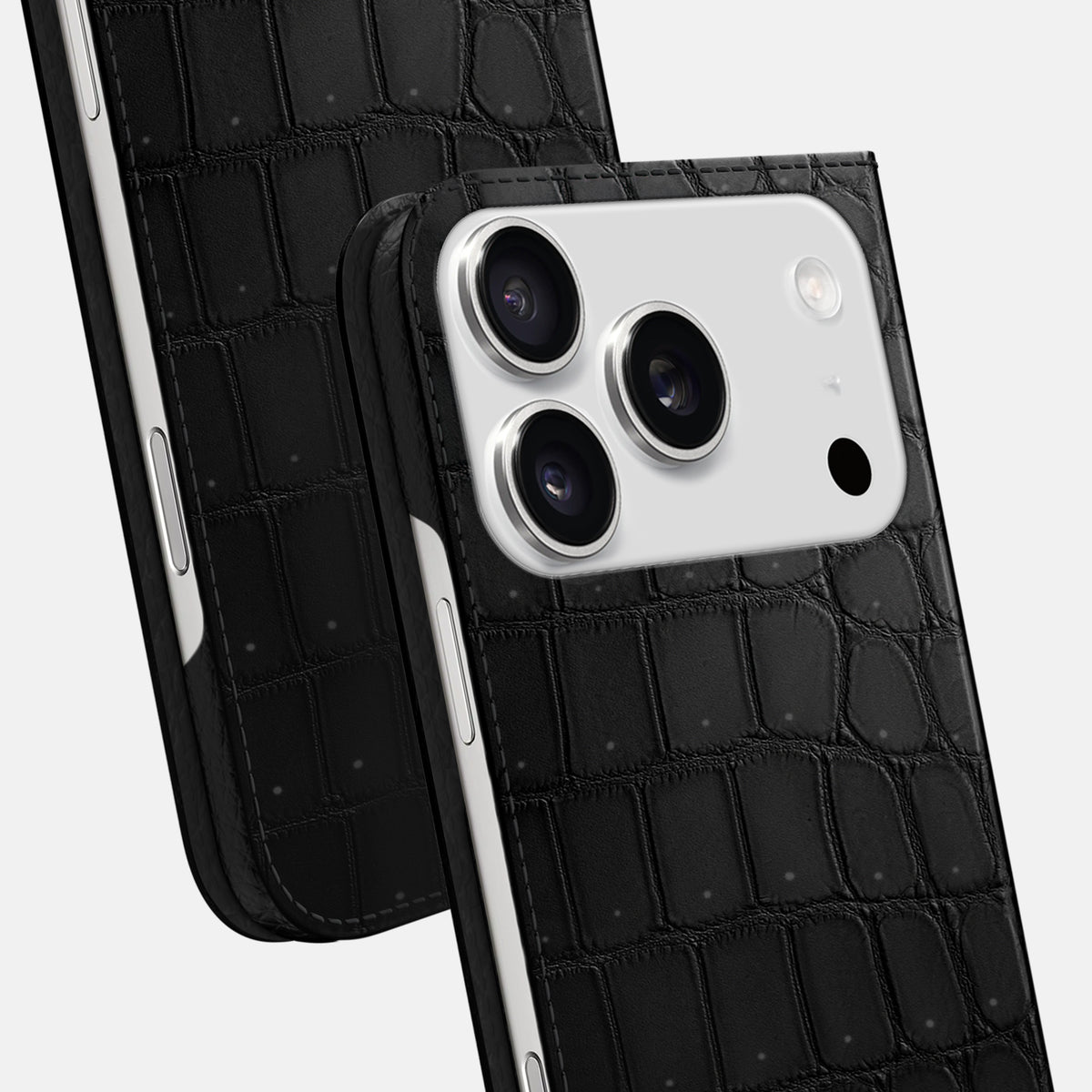 Folio Slim Case For iPhone 17 Pro In Porosus Crocodile -5 | Black