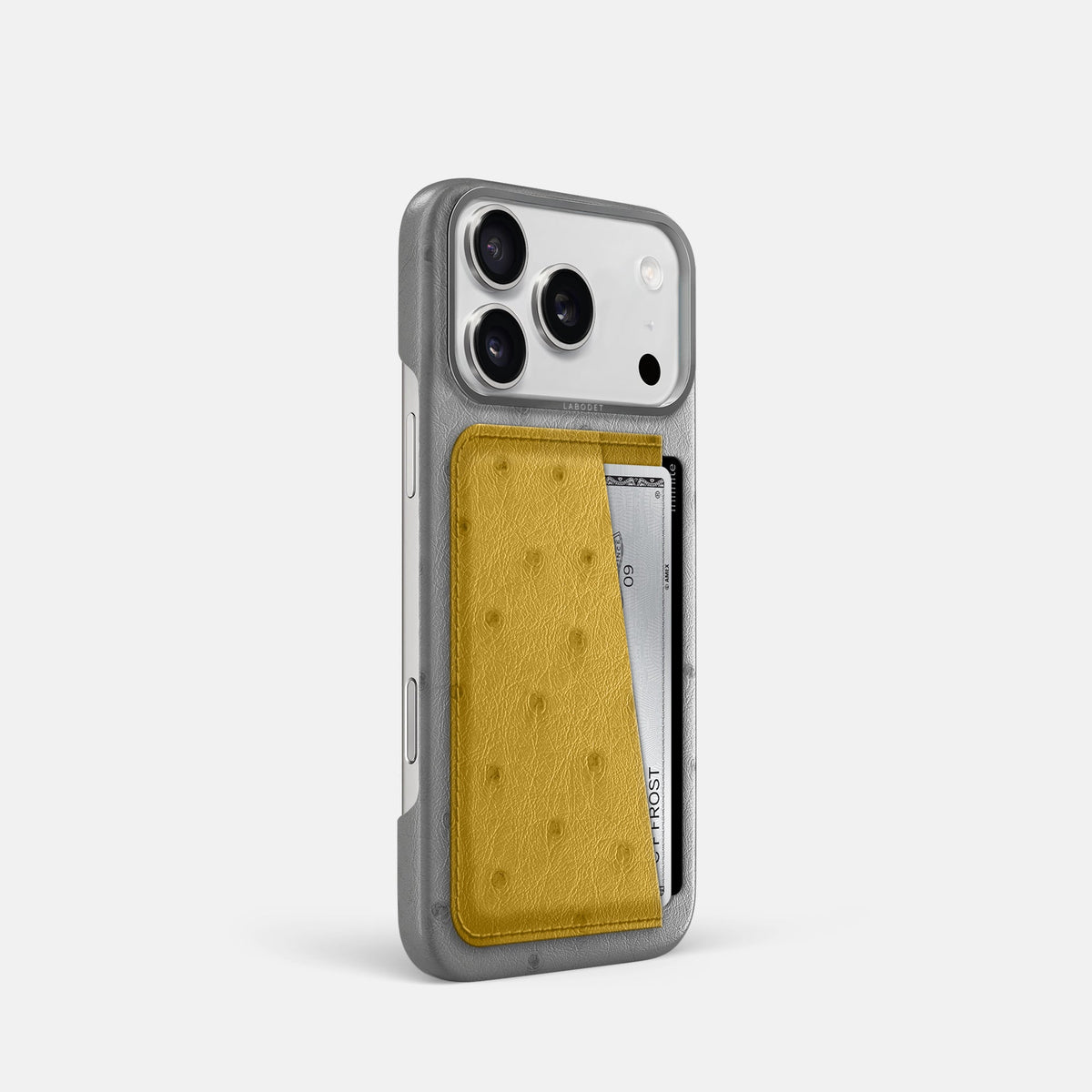 Double Card Case Coloré For iPhone 18 Pro In Ostrich -2 | Silver-Steel