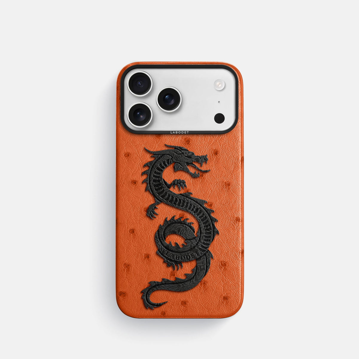 Classic Case With Carbon Dragon For iPhone 18 Pro In Ostrich -1 | Orange-Black