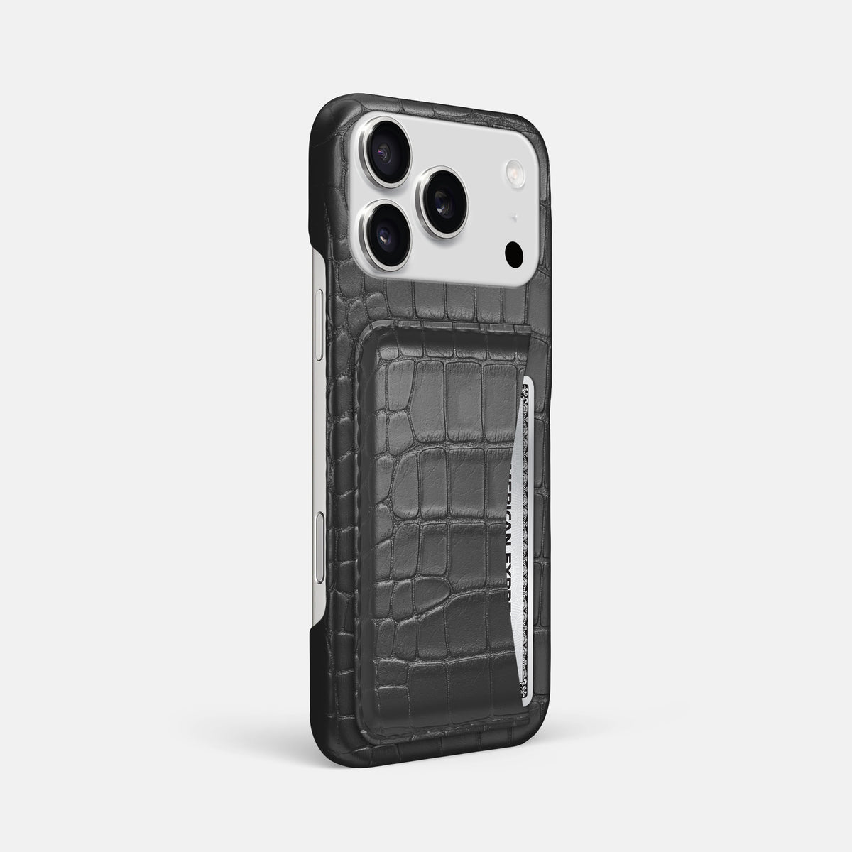 Slim Card Case For iPhone 17 Pro Max In Alligator -2 | Grey
