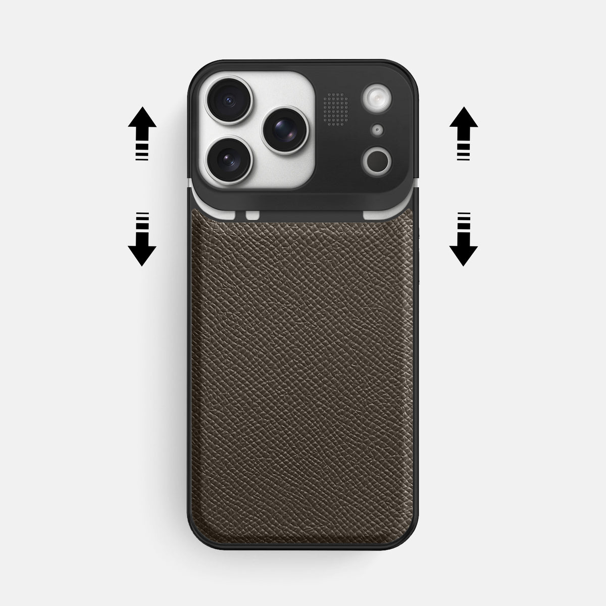 Metal Case For iPhone 17 Pro Max In Epsom-Style Calf -2 | Taupe-Black