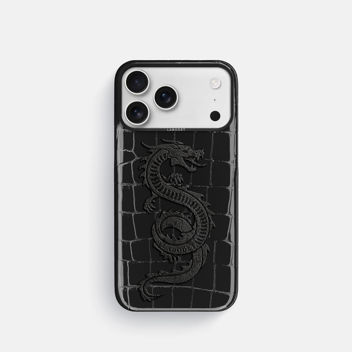 Classic Case With Carbon Dragon For iPhone 17 Pro In Shiny Alligator -1 | Black-Black