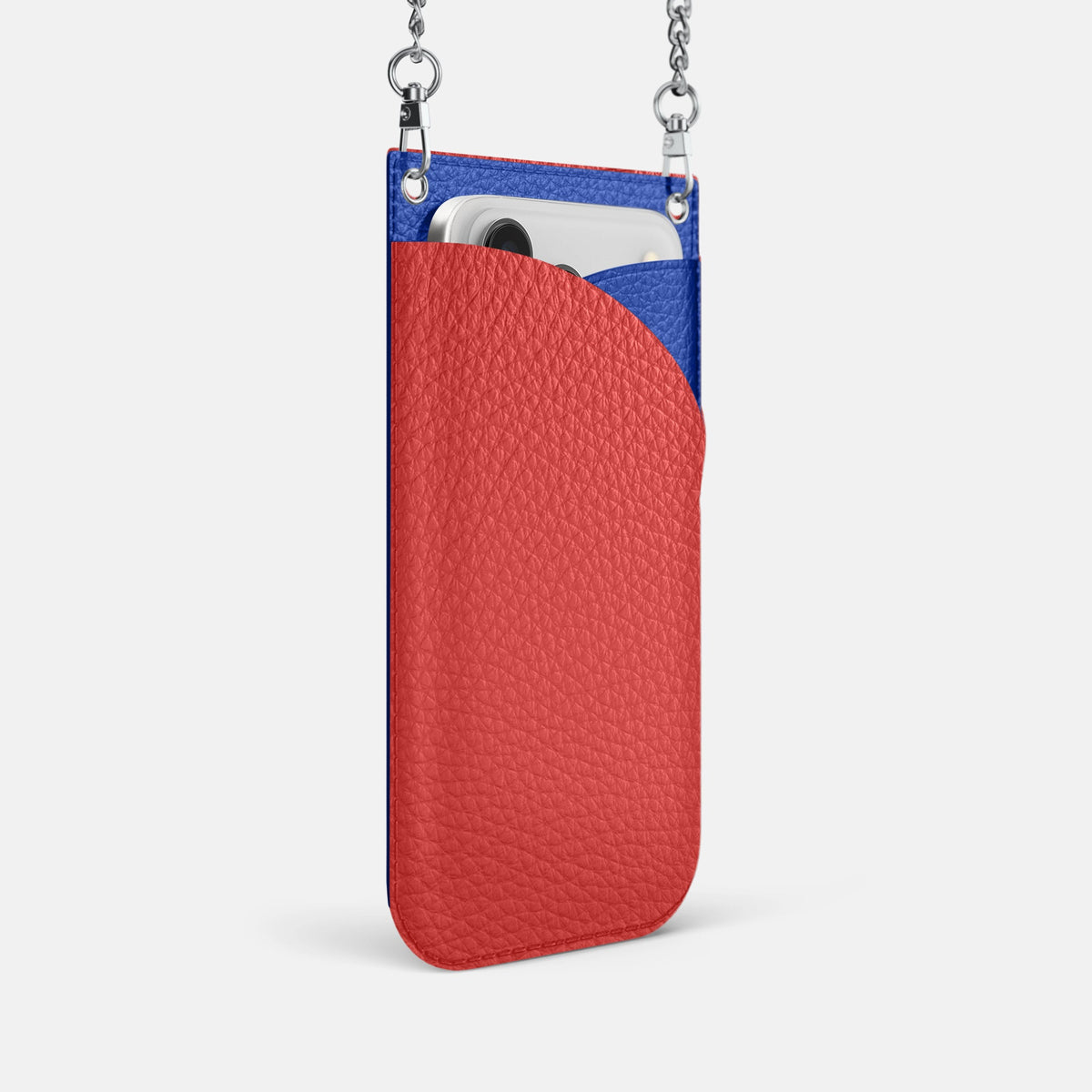 Crossbody Bag For iPhone 18 Pro In Calf -2 | Red-Steel