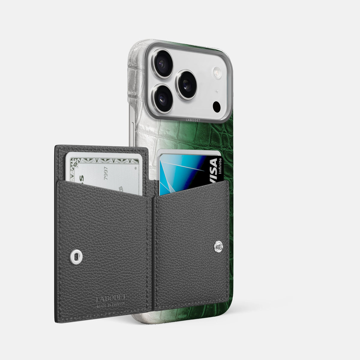 Bi-Fold Case For iPhone 18 Pro Max In Himalayan Crocodile -2 | Green-Steel