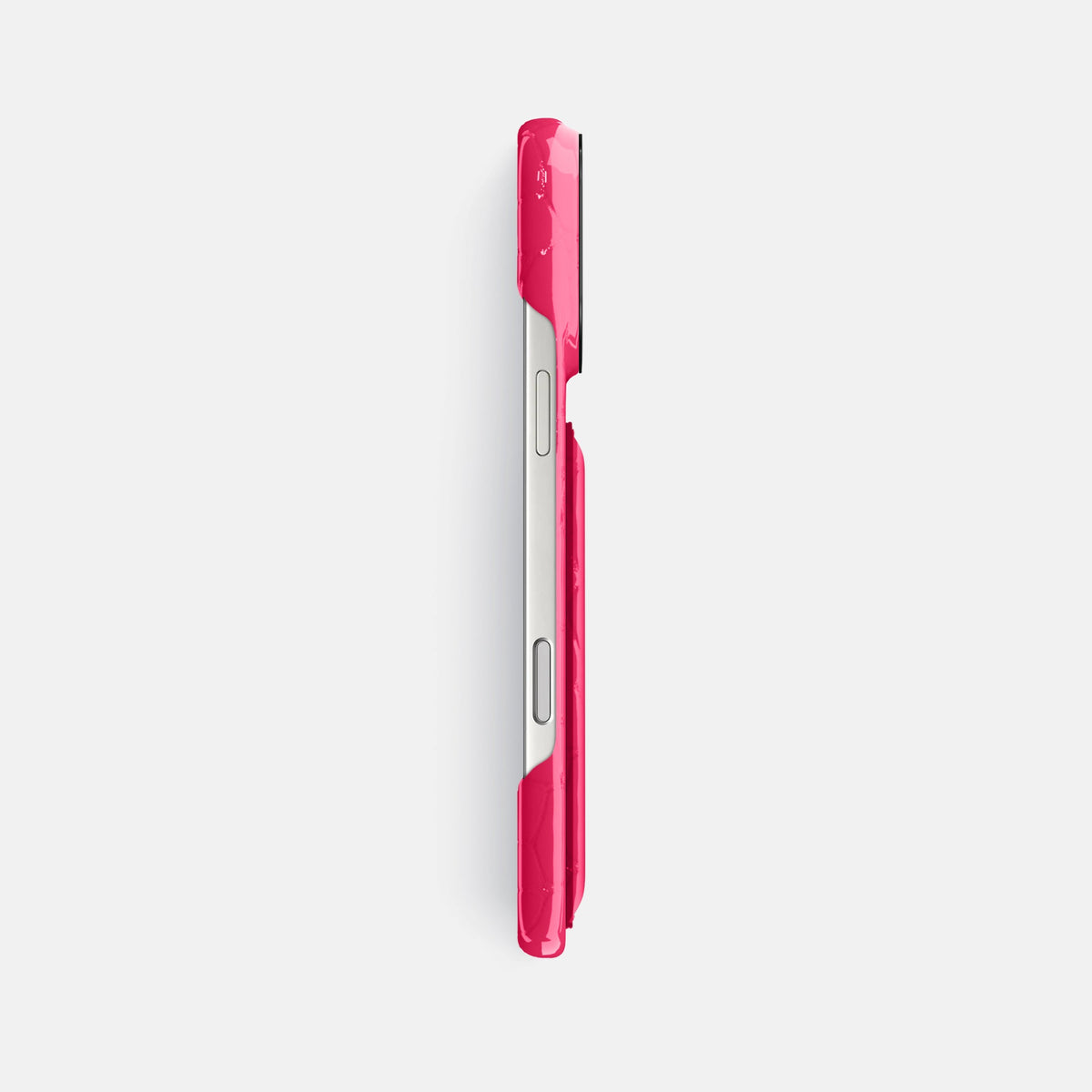 Double Card Case For iPhone 18 Pro Max In Shiny Alligator -3 | Pink-Panther-Black
