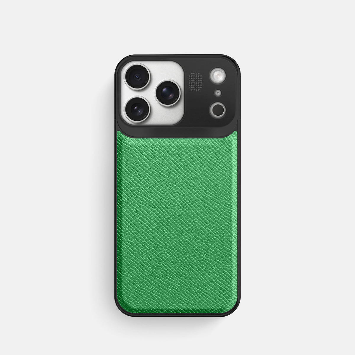 Metal Case For iPhone 17 Pro In Epsom-Style Calf -1 | Grass-Green-Black