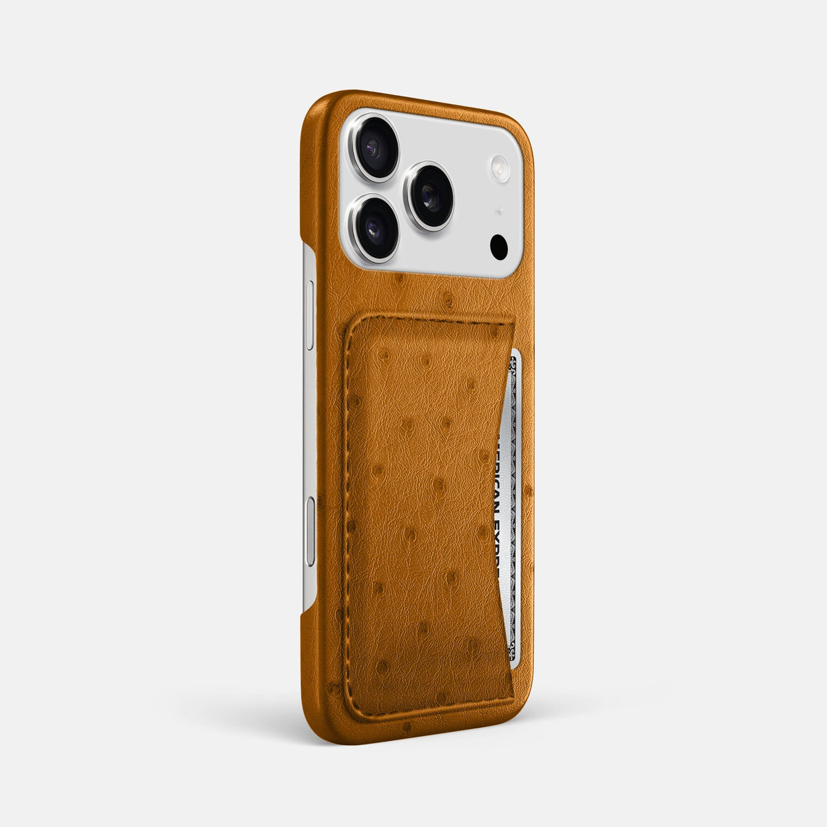 Slim Card Case For iPhone 18 Pro Max In Ostrich -2 | Chestnut