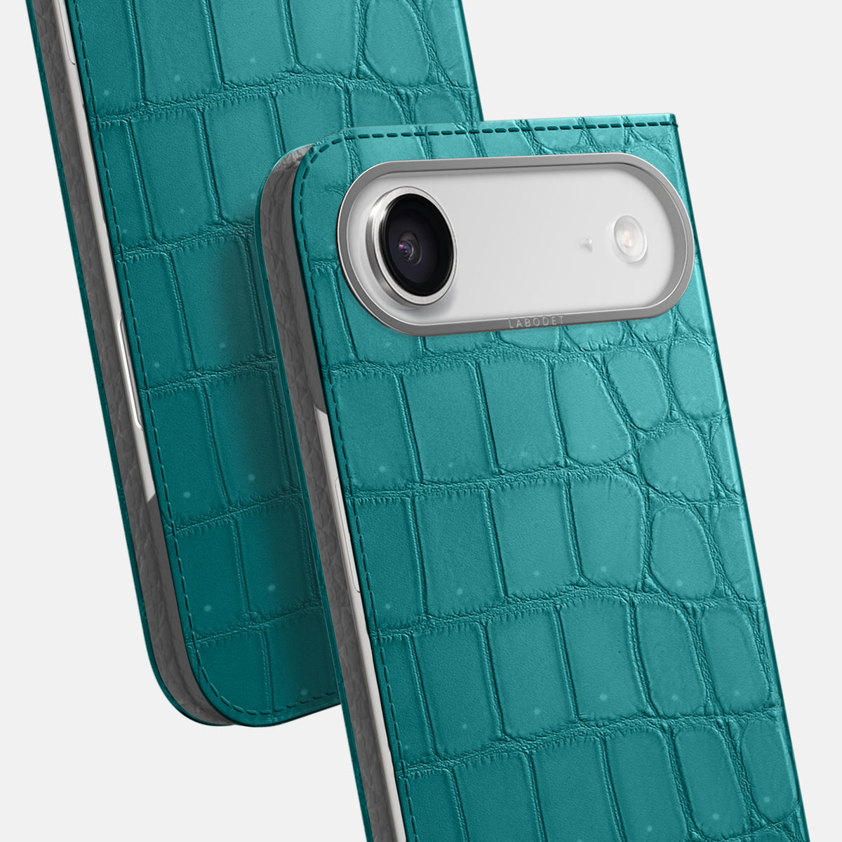 Folio Case For iPhone 17 Air In Porosus Crocodile -5 | Celadon-Steel