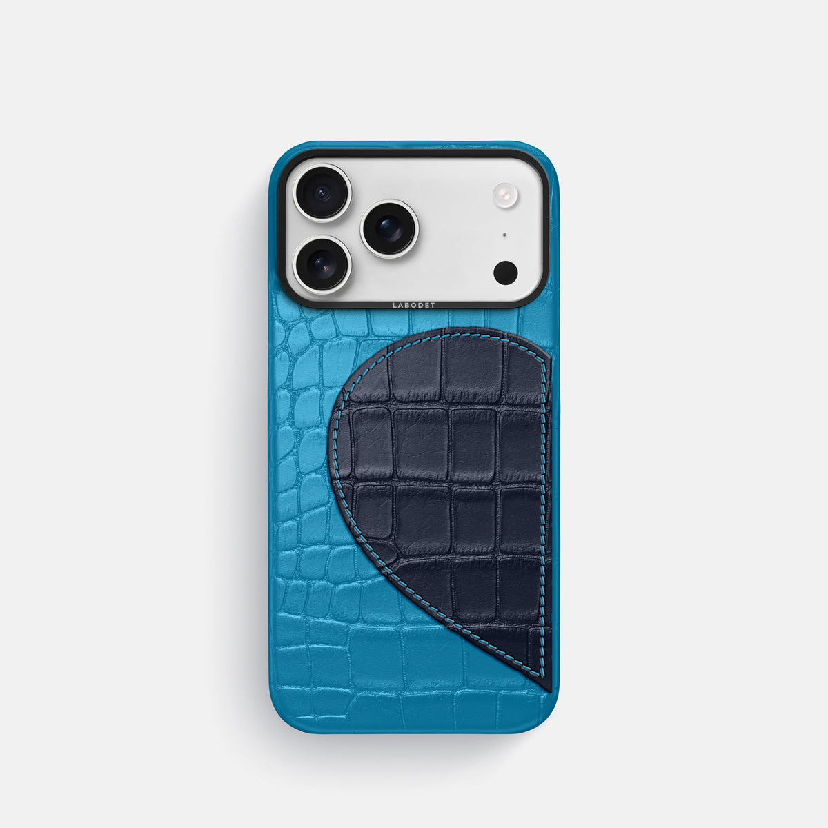 Classic Case With Half Heart - Left For iPhone 18 Pro In Alligator -1 | Curaçao-Blue-Black