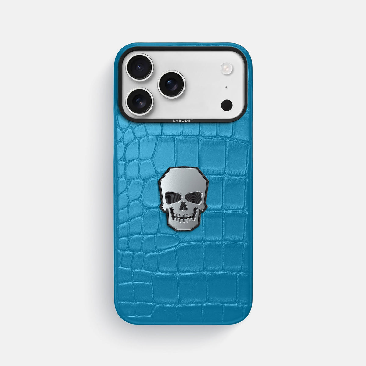 Classic Case With Titanium Skull For iPhone 18 Pro Max In Alligator -1 | Curaçao-Blue-Black