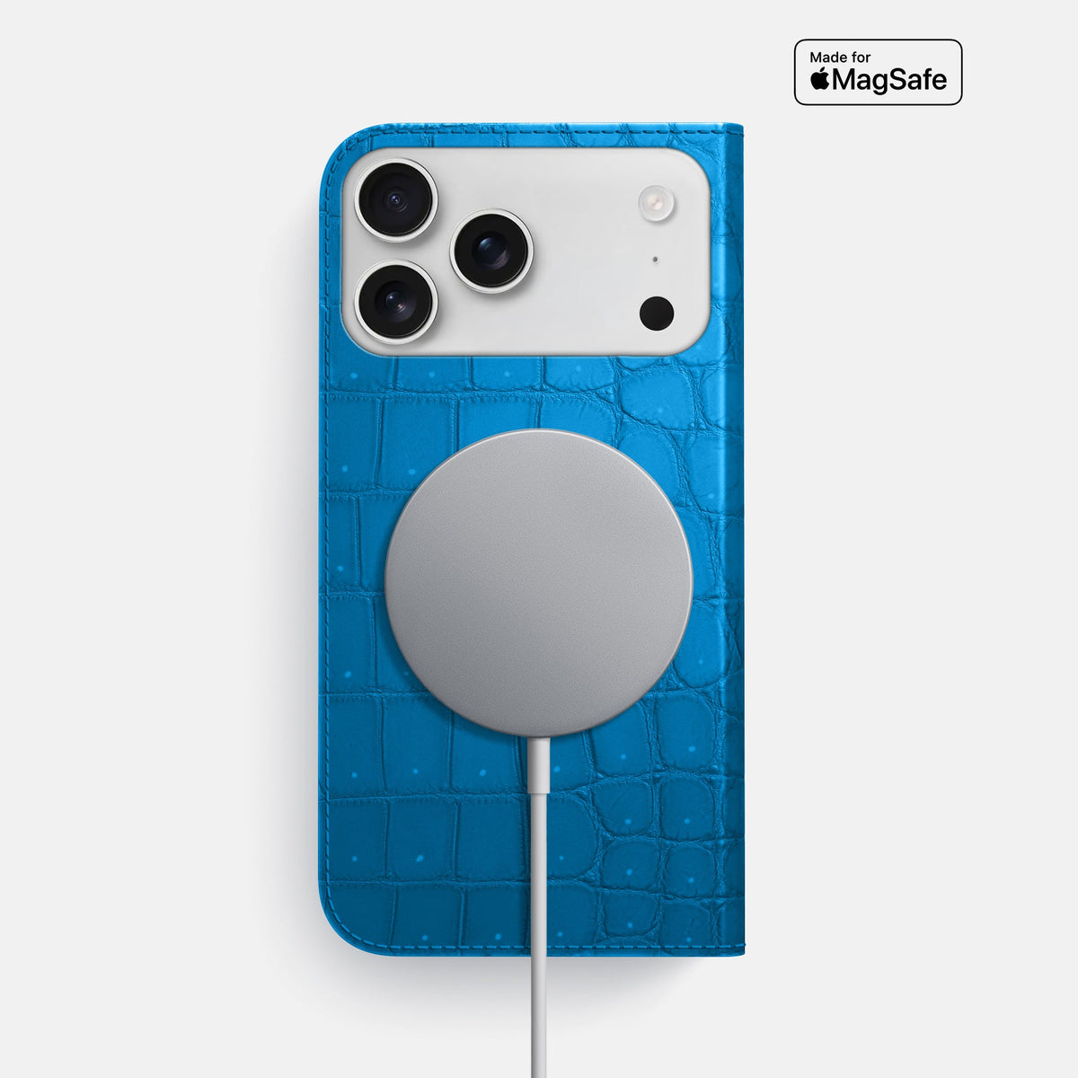 Folio Slim Case For iPhone 18 Pro Max In Porosus Crocodile -3 | Blue-Lagoon