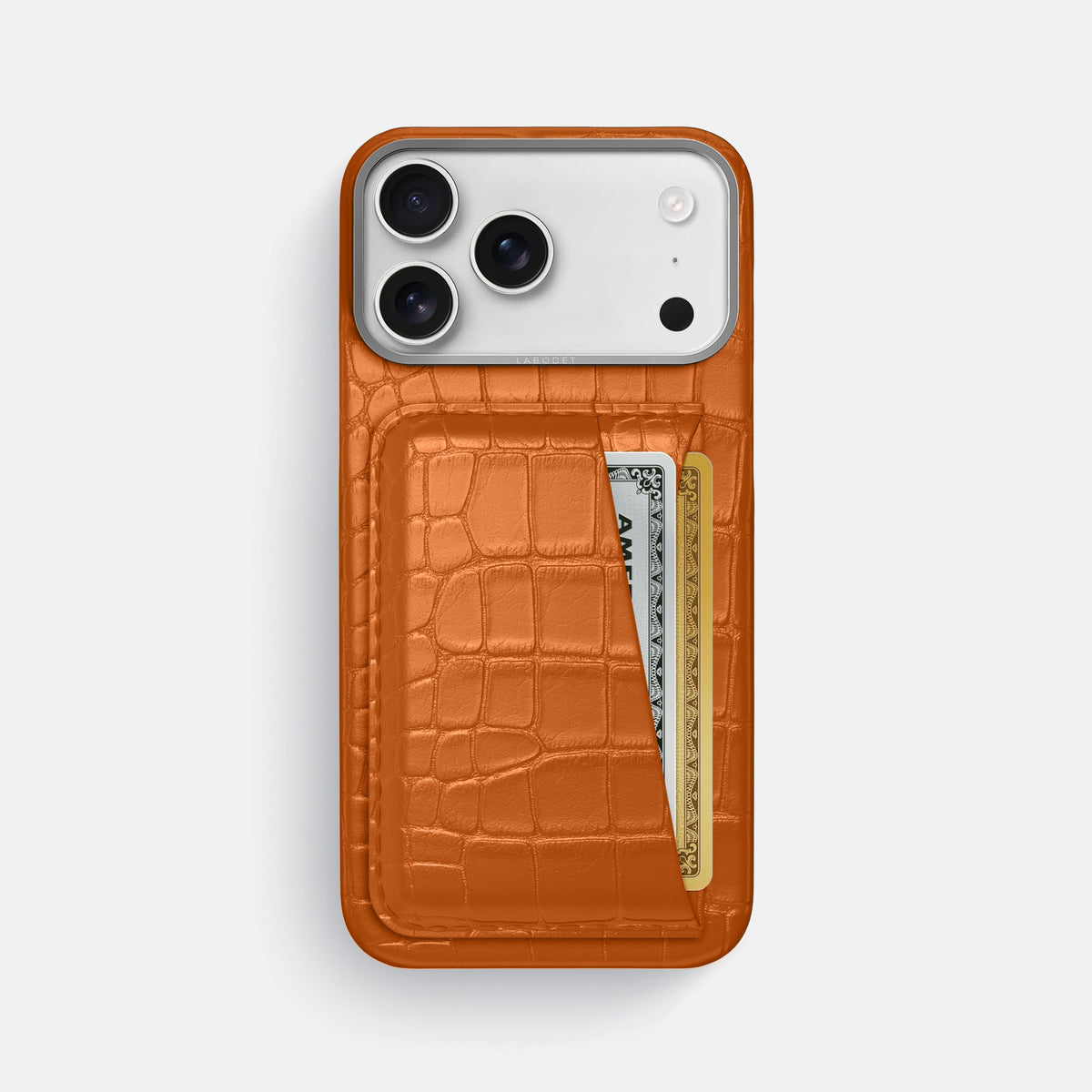 Double Card Case For iPhone 18 Pro Max In Alligator -1 | Orange-Steel