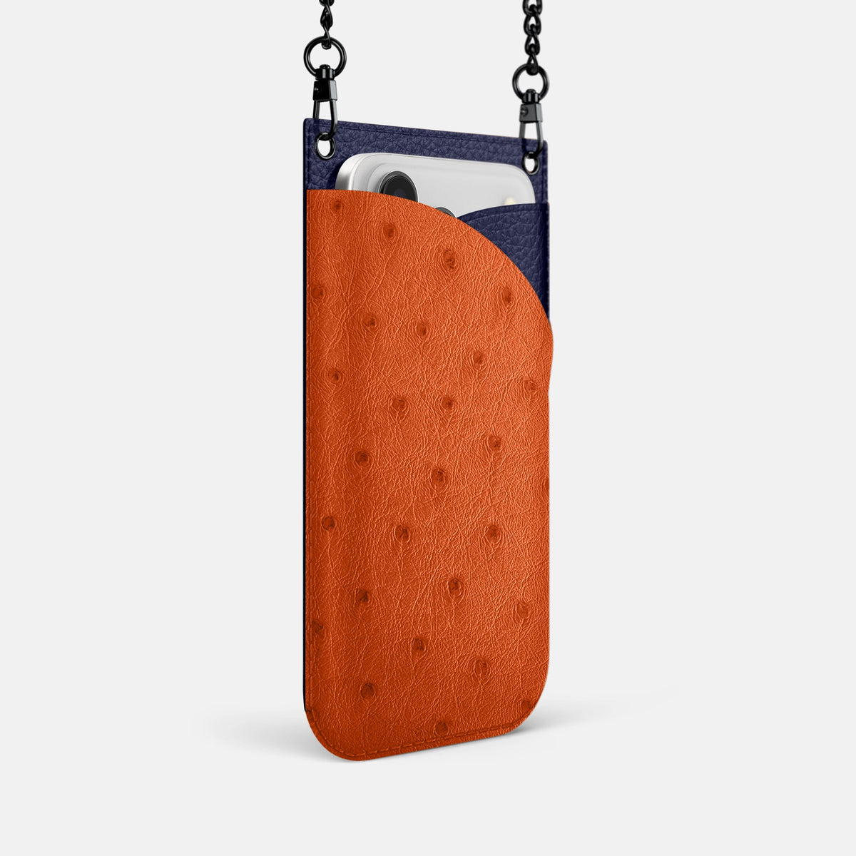 Crossbody Bag For iPhone 18 Pro In Ostrich -2 | Orange-Black