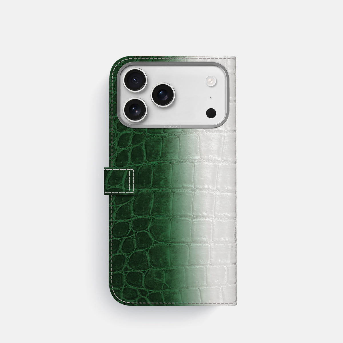 Folio Case with Clasp For iPhone 17 Pro In Himalayan Crocodile -3 | Green-Steel