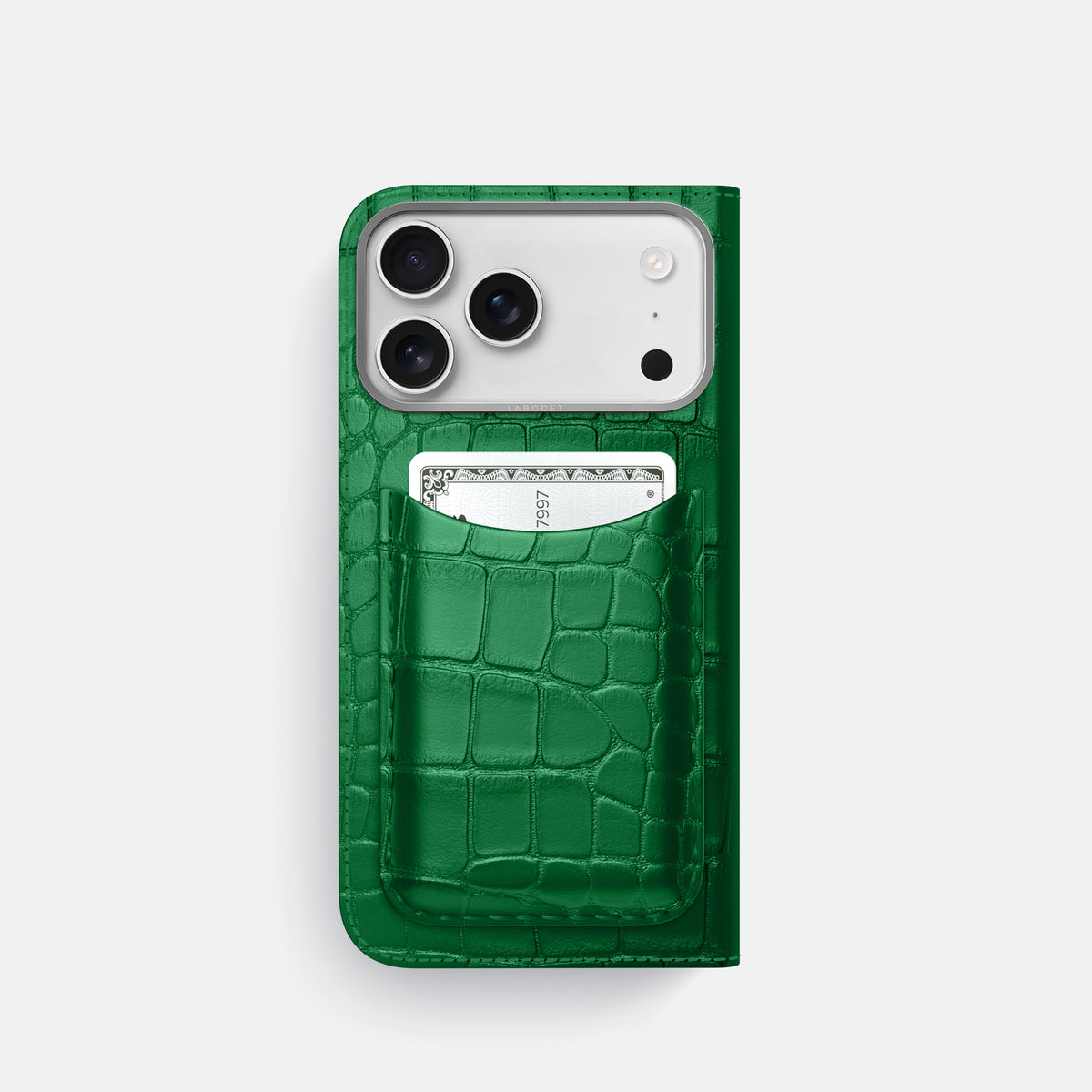 Folio Case with Card For iPhone 17 Pro In Alligator -3 | Forest-Green-Steel