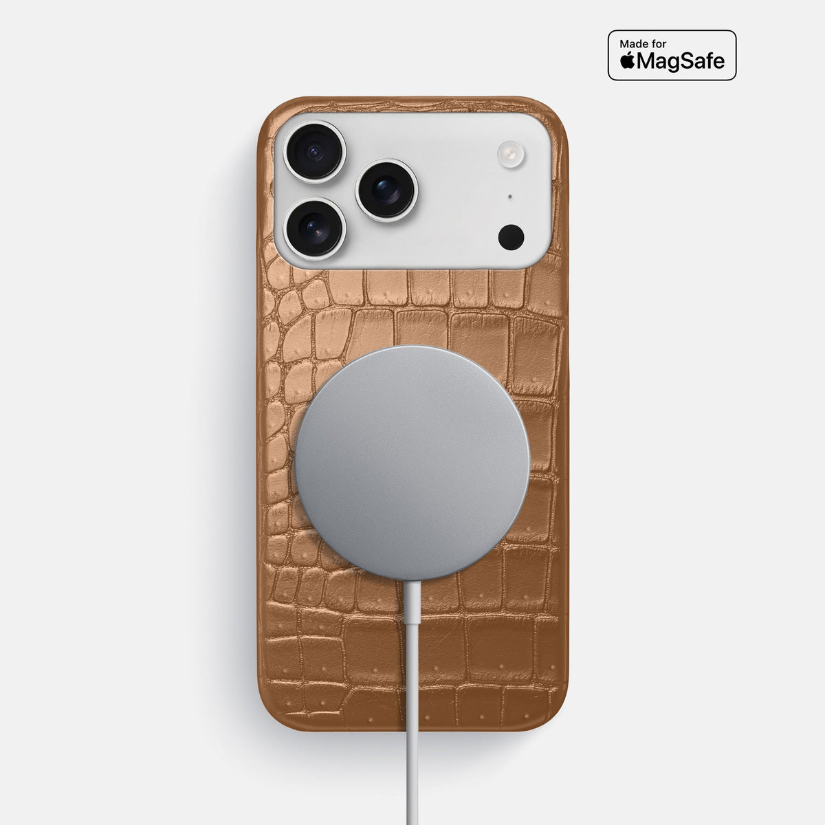 Slim Case For iPhone 18 Pro Max In Porosus Crocodile -5 | Milk-Chocolate