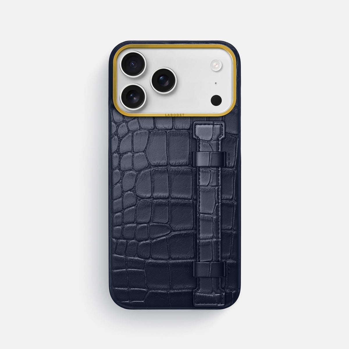 Handle Case For iPhone 18 Pro Max In Alligator -1 | Navy-Blue-Gold
