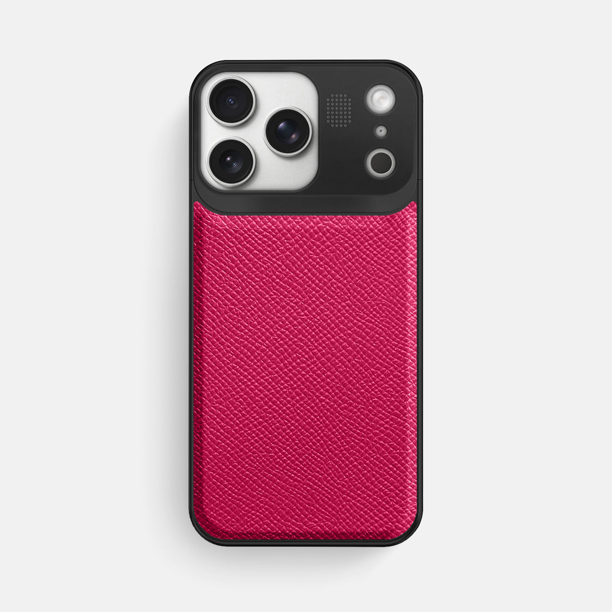 Metal Case For iPhone 17 Pro Max In Epsom-Style Calf -1 | Fuchsia-Black
