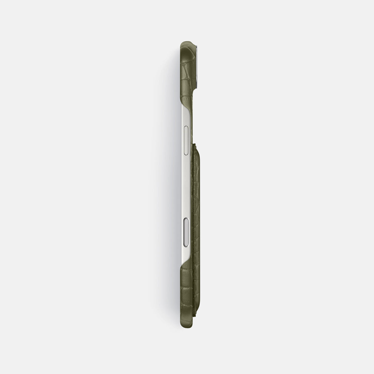 Double Card Case For iPhone 17 Air In Alligator -3 | Kaki-Green-Steel