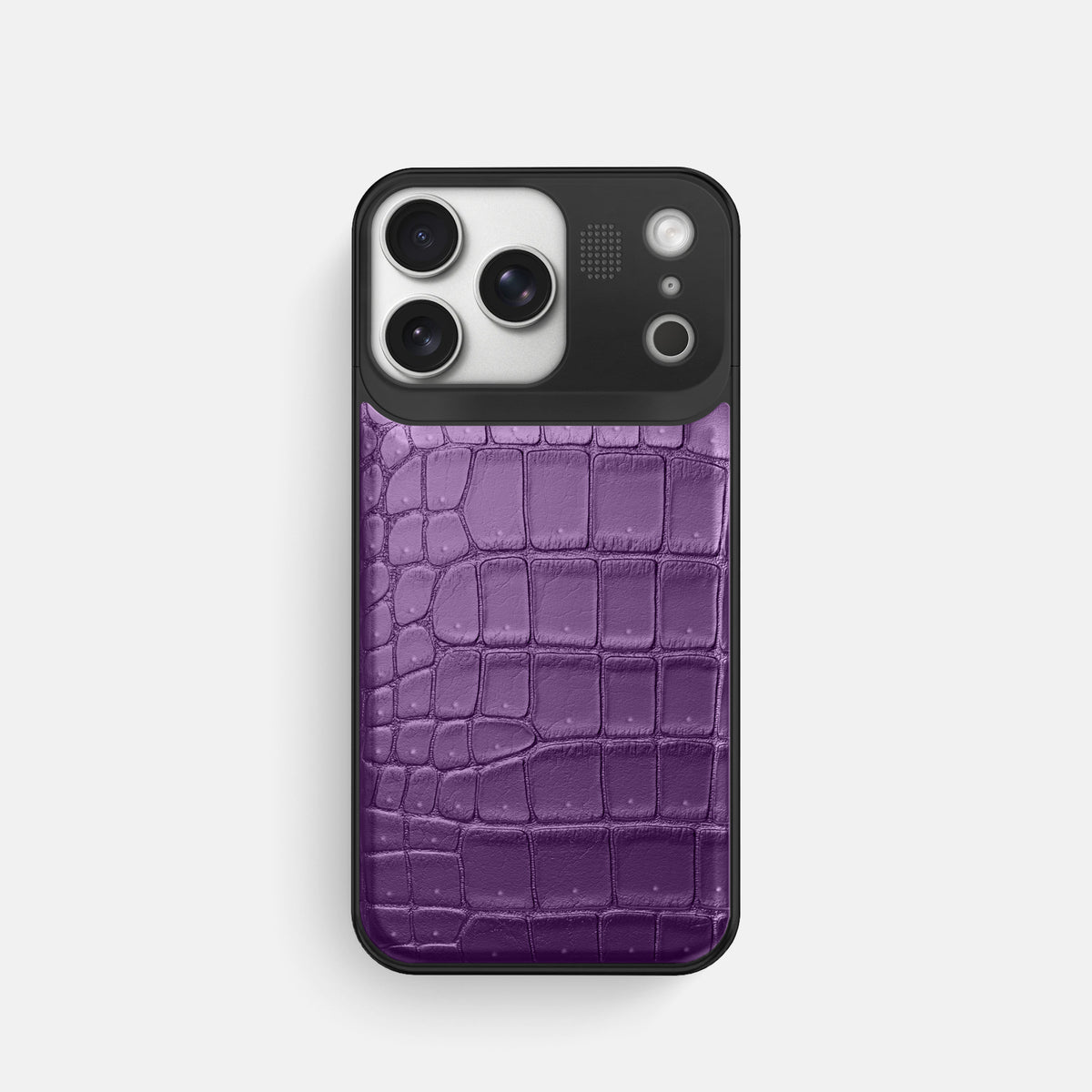 Metal Case For iPhone 17 Pro In Porosus Crocodile -1 | Purple-Black