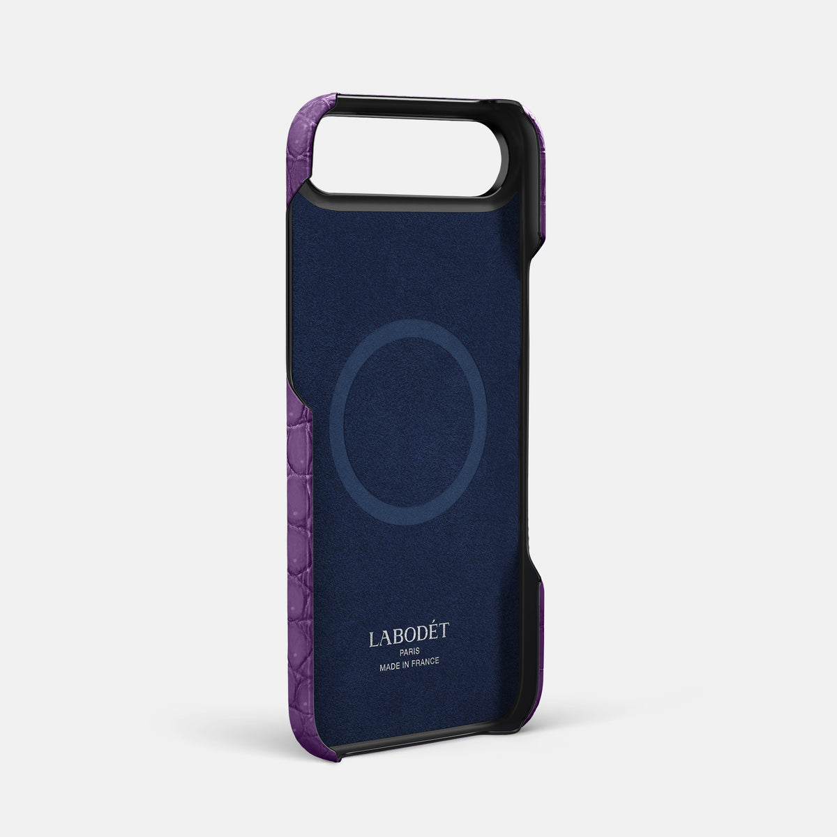 Handle Case For iPhone 17 Air In Porosus Crocodile -4 | Purple-Black