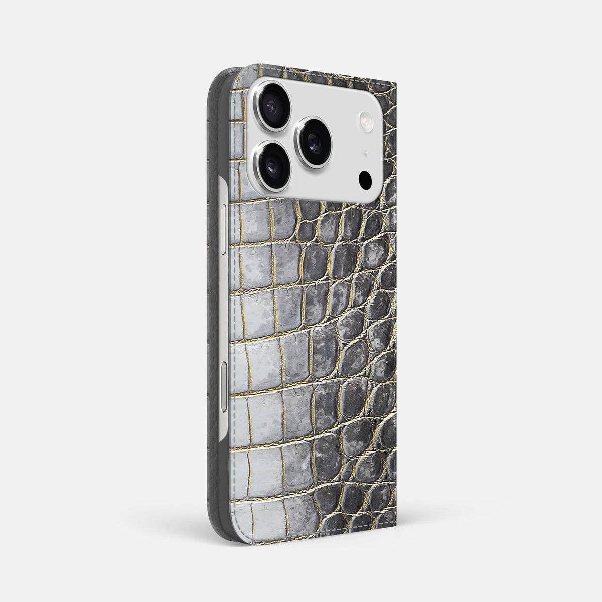 Folio Slim Case For iPhone 18 Pro Max In Himalayan Crocodile -1 | Gold