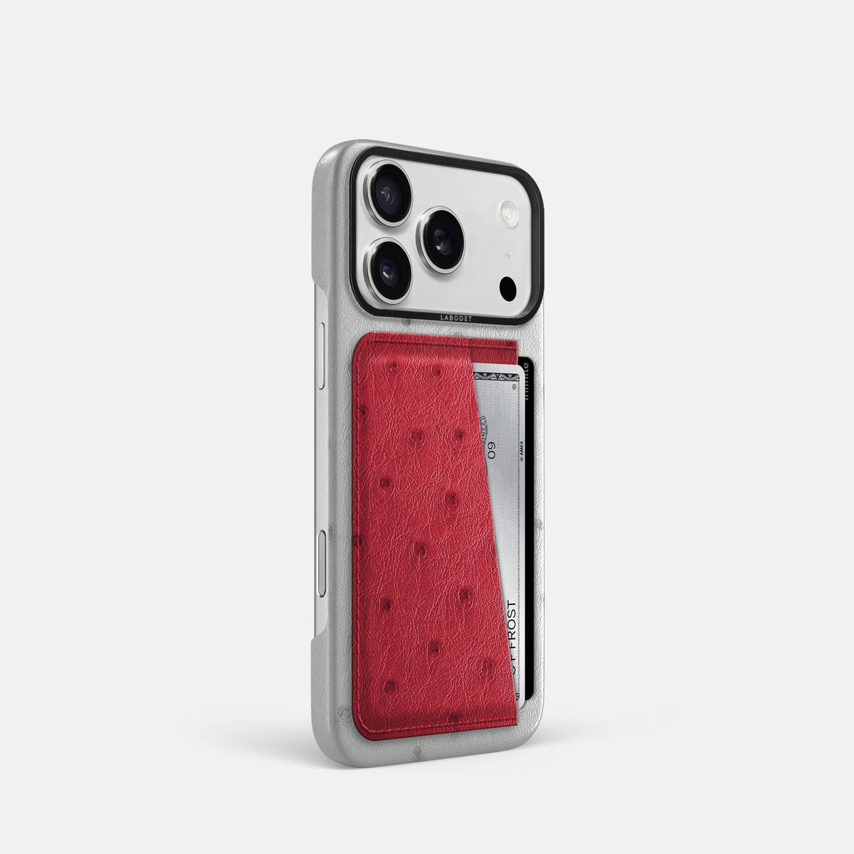 Double Card Case Coloré For iPhone 18 Pro In Ostrich -2 | White-Black