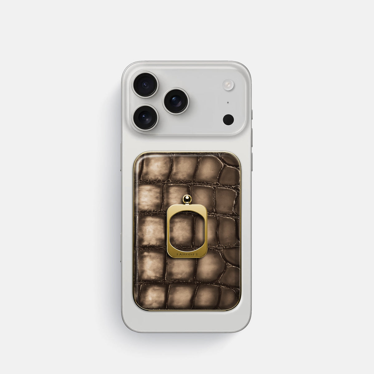 MagSafe Ring For iPhone 18 Pro In Patina Alligator -2 | Etoupe-Gold