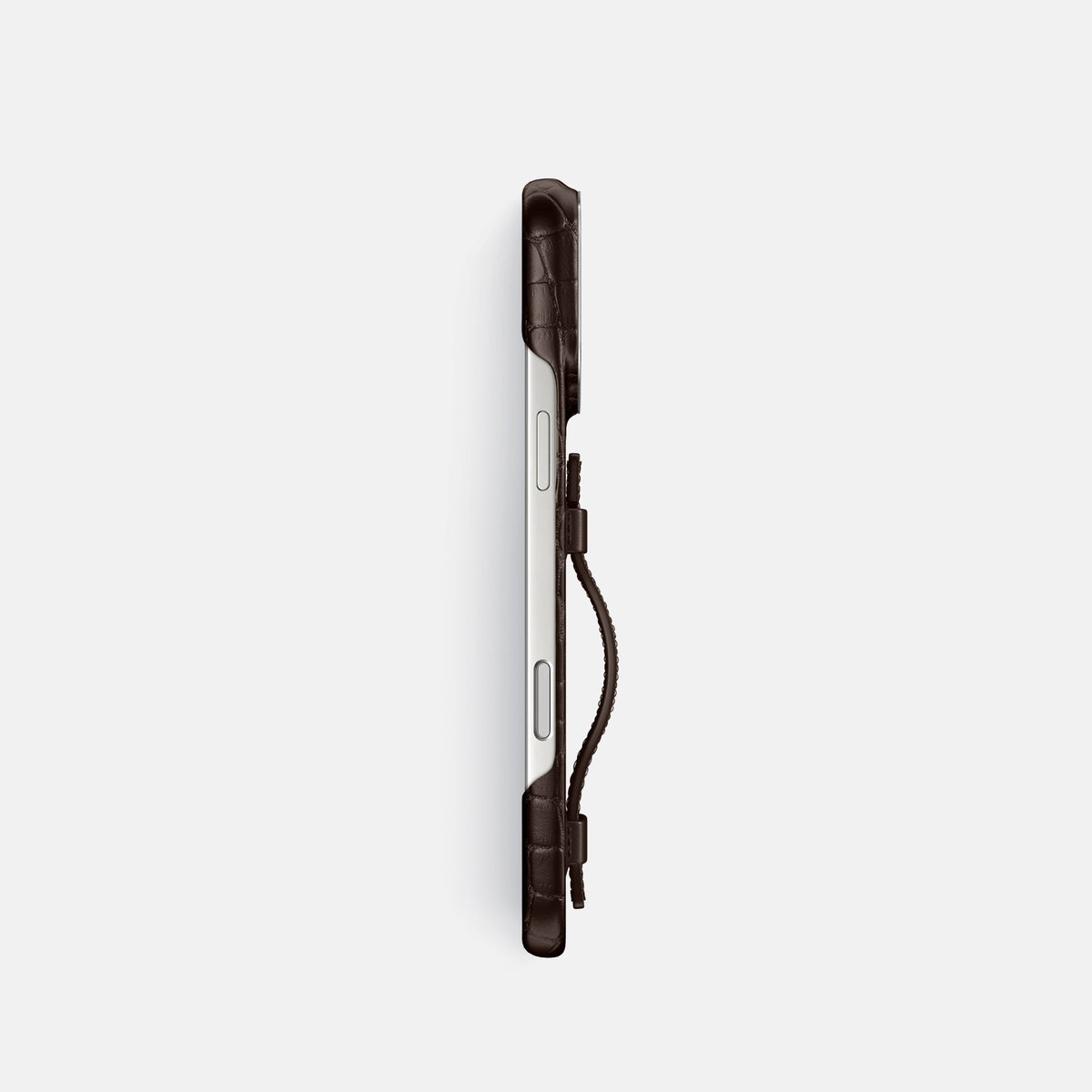 Handle Case For iPhone 18 Pro In Alligator -3 | Dark-Brown-Steel