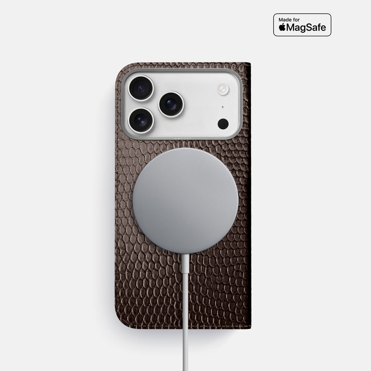 Folio Case For iPhone 18 Pro In Lizard -3 | Brown-Steel