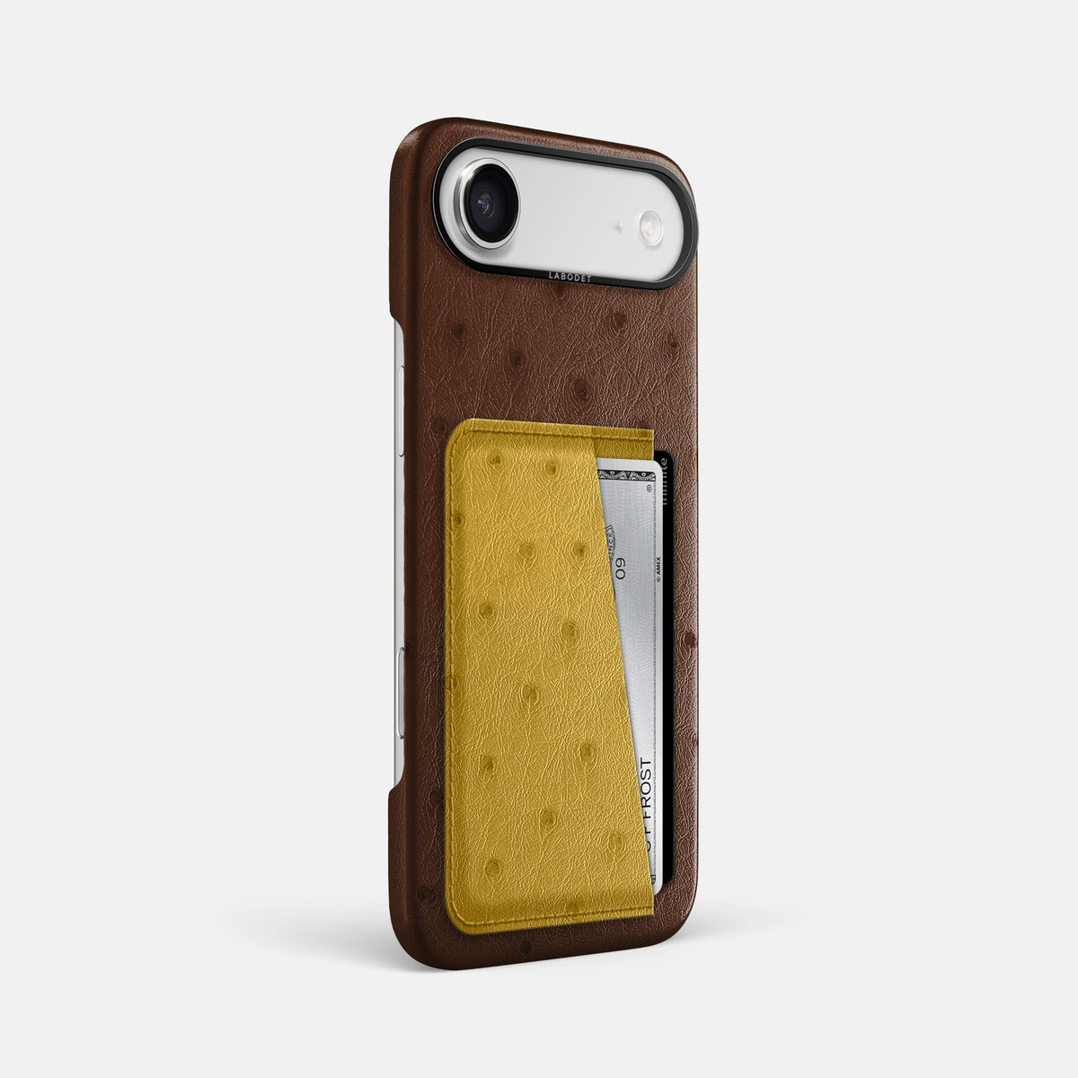 Double Card Case Coloré For iPhone 17 Air In Ostrich -2 | Chocolate-Black