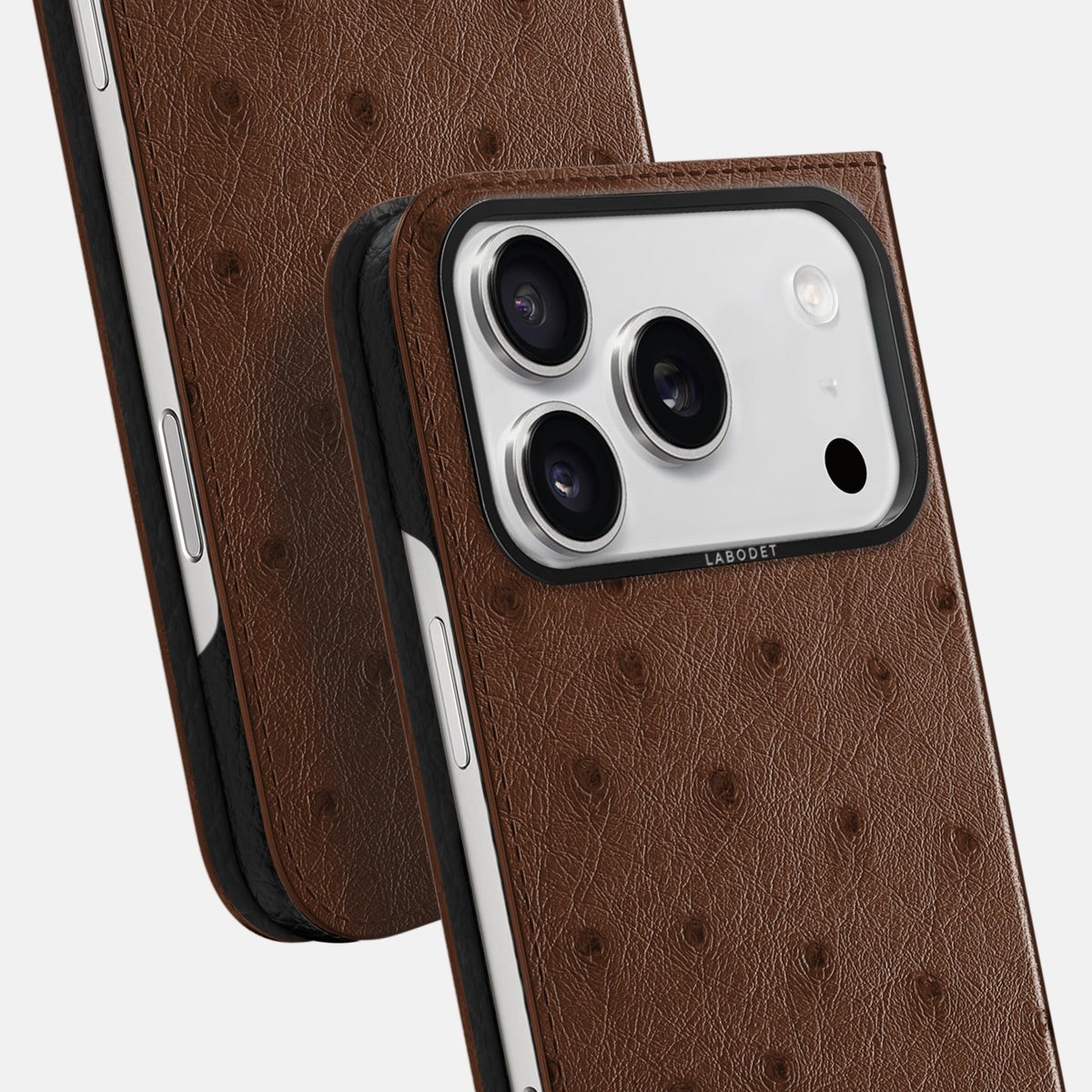 Folio Case For iPhone 18 Pro In Ostrich -5 | Chocolate-Black