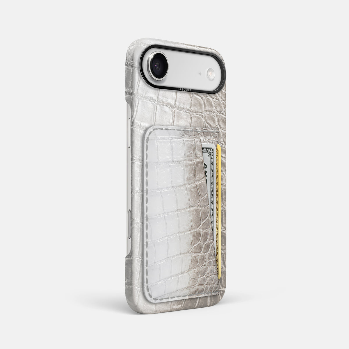 Double Card Case For iPhone 17 Air In Himalayan Crocodile -2 | Grey-Black